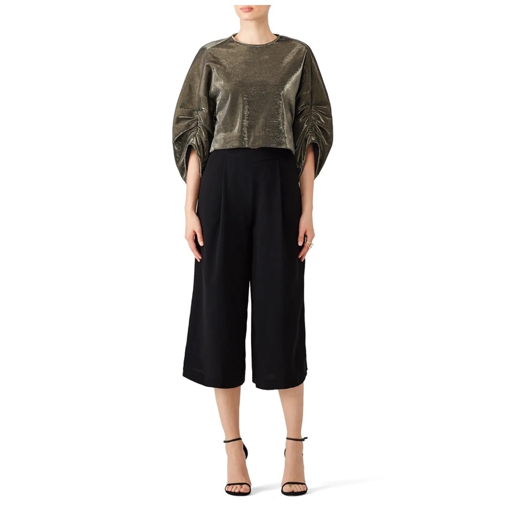 Tibi Lurex Shirred Metallic Sparkly Top - Holidays Party - Gold - Size S or M